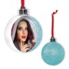 BOLA DE NATAL 7.5X7.5 GLITTER CÉU AZUL